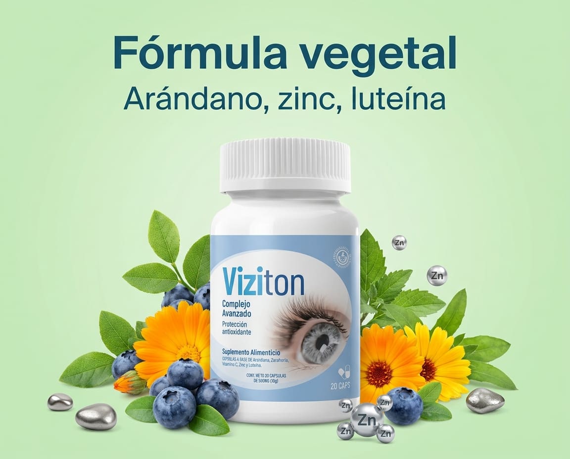Ingredientes de Viziton cápsulas: zinc, luteína y extracto de arándano para la salud ocular