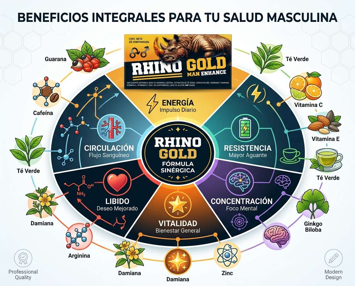 Consejo nutricional Rhino Gold suplemento natural masculino Argentina