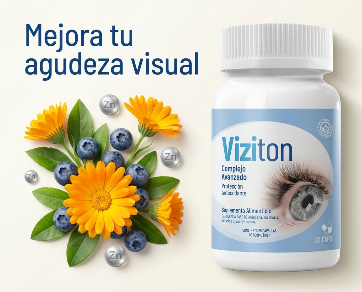 Mejora tu agudeza visual con Viziton cápsulas — luteína, zinc y extracto de arándano