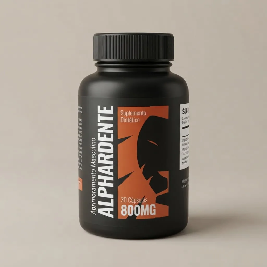 Frasco original de Alphardente Cápsulas, 30 cápsulas de 800 mg, vendido no site oficial