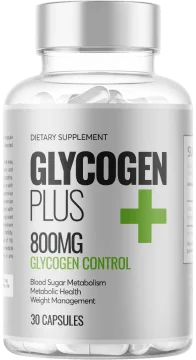 Glycogen Plus — frasco de cápsulas de 800 mg para el equilibrio metabólico